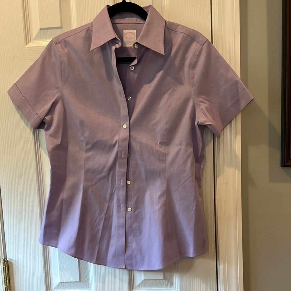 Brooks Brothers Purple Tailored Short Sleeve Button-Up Shirt